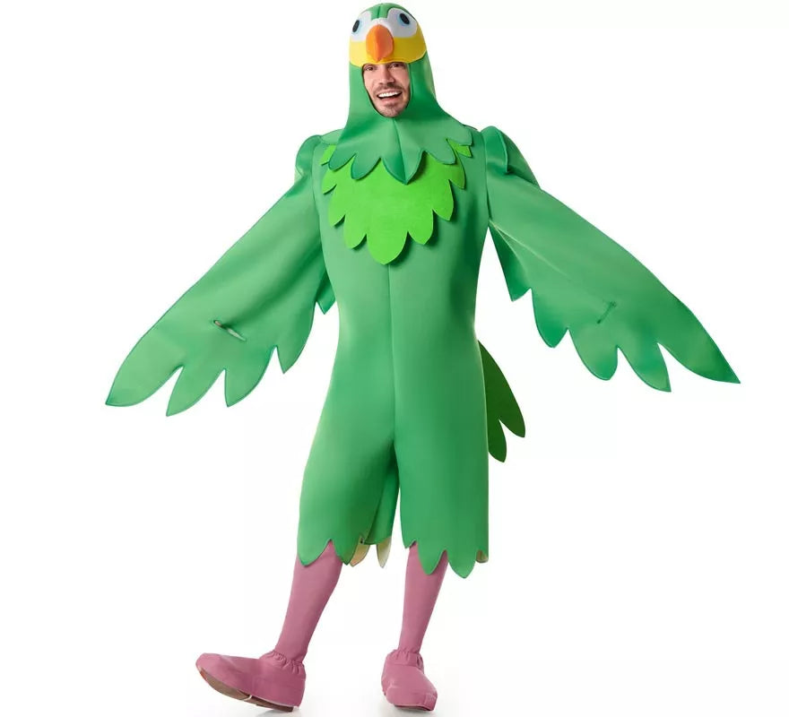 Translation missing: de.Disfraz de Pájaro Papagayo verde para hombre