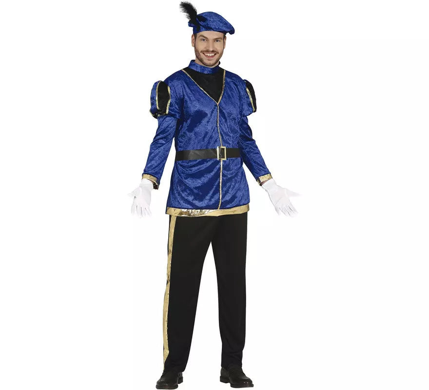 Translation missing: de.Disfraz de Paje Azul Elegante para hombre