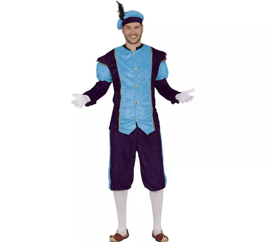 Translation missing: de.Disfraz de Paje azul elegante para hombre