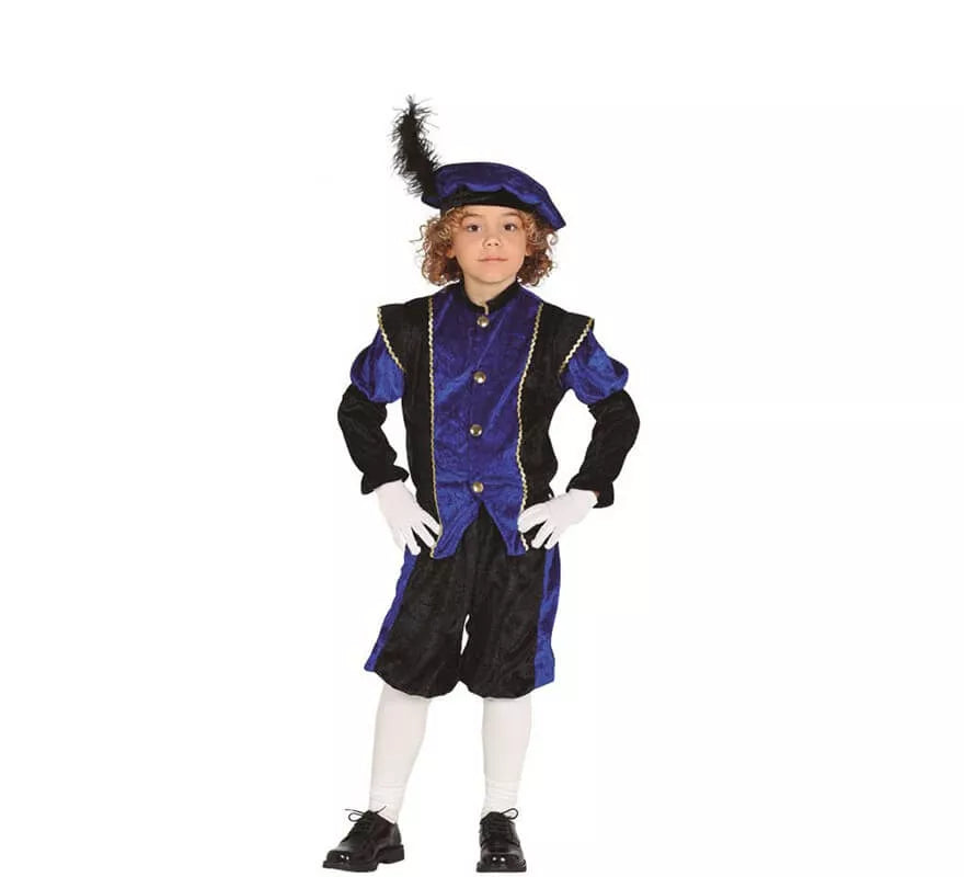 Translation missing: es.Disfraz de Paje Azul y Negro para niño