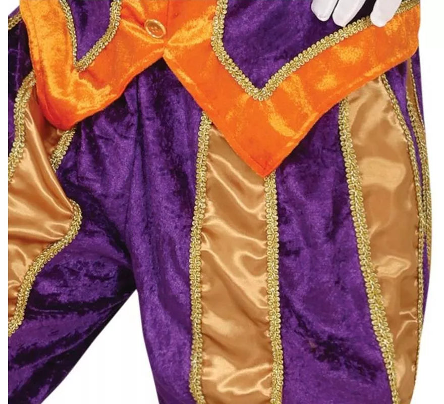 Translation missing: de.Disfraz de Paje morado y naranja con gorro para hombre