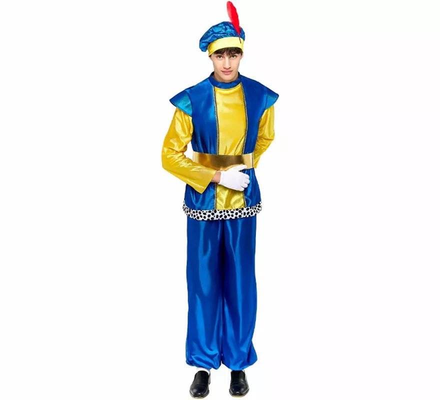 Translation missing: de.Disfraz de Paje Real azul para hombre