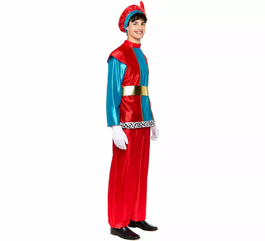 Disfraz de Paje Real rojo para hombre