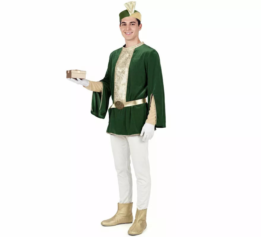 Translation missing: de.Disfraz de Paje Real verde para hombre