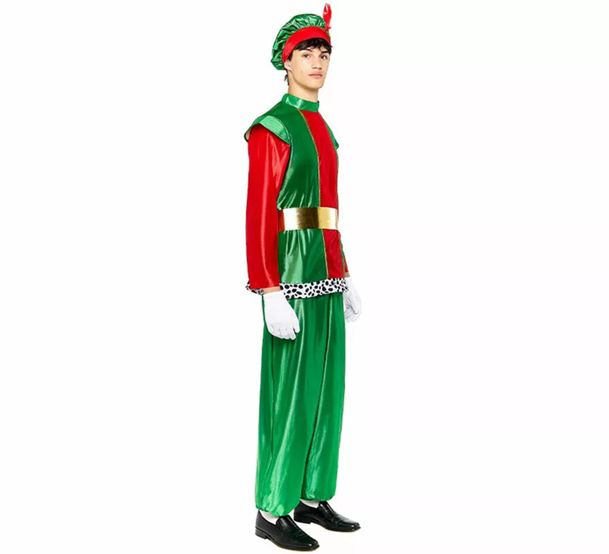 Translation missing: de.Disfraz de Paje Real verde para hombre