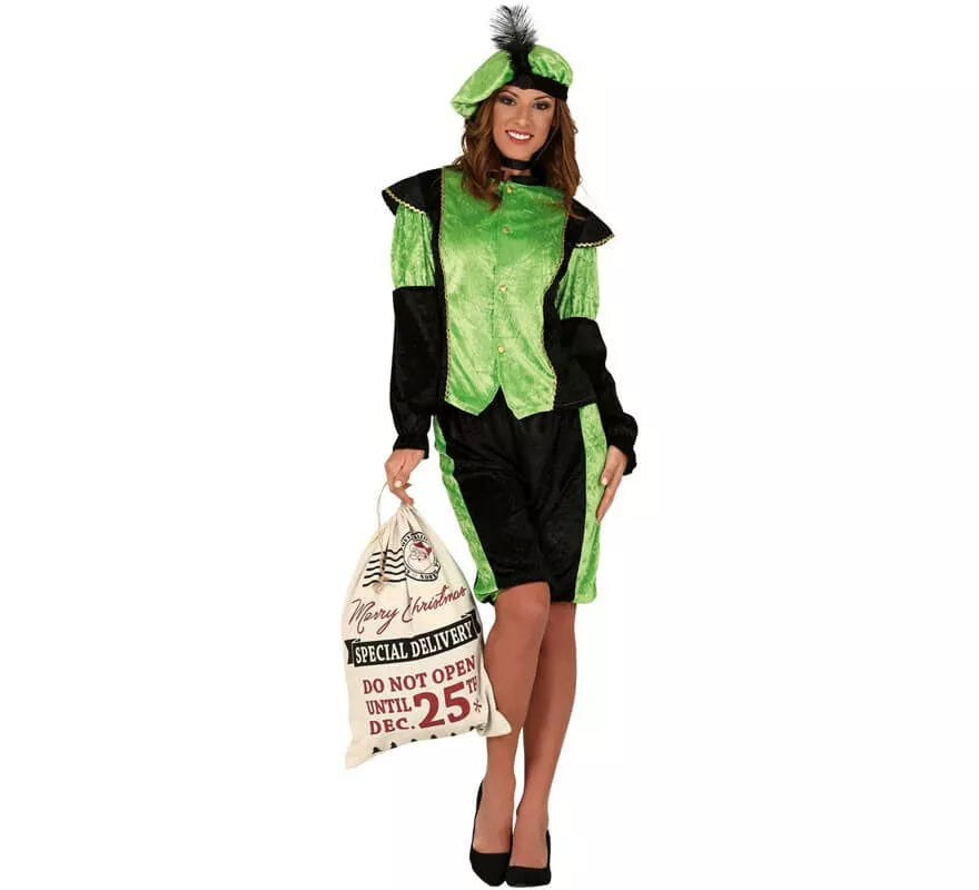 Translation missing: de.Disfraz de Paje Real Verde para mujer