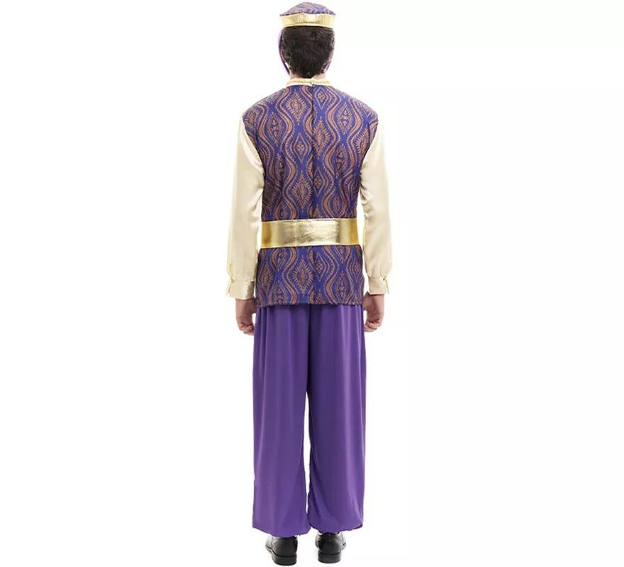 Translation missing: de.Disfraz de Paje Rey Baltasar morado con gorro para hombre