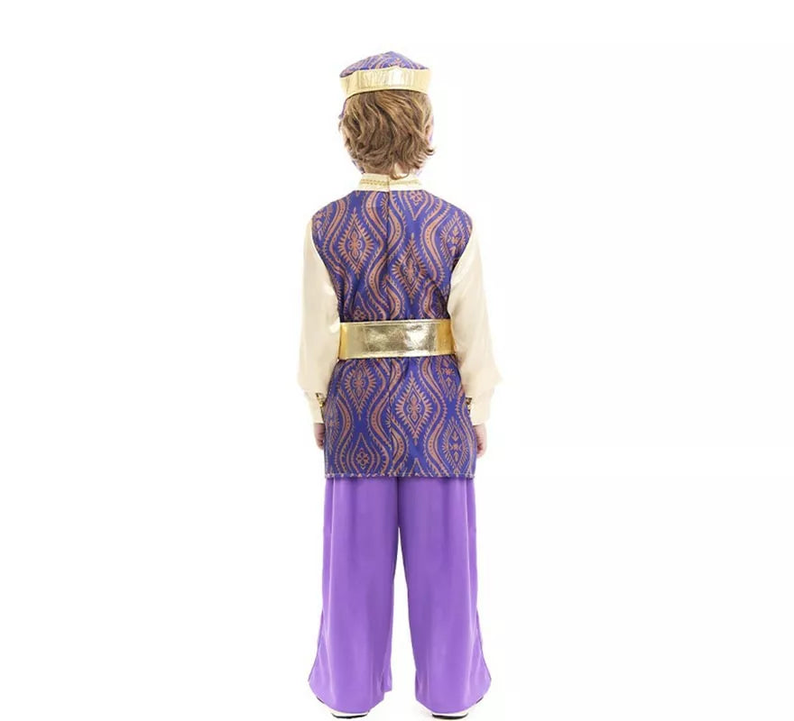 Translation missing: de.Disfraz de Paje Rey Baltasar morado con gorro para niño