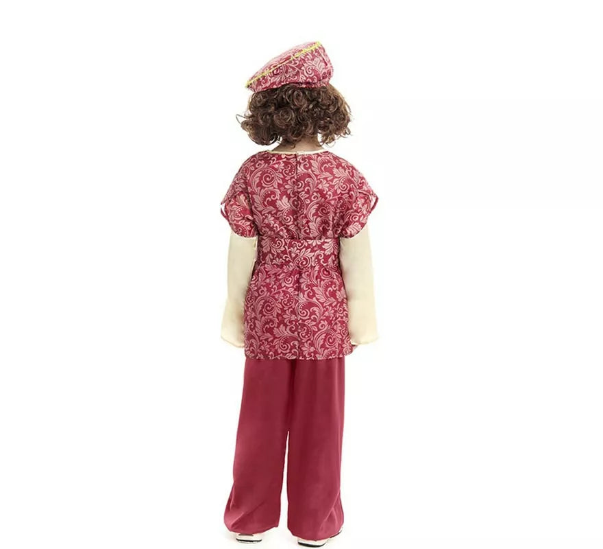 Translation missing: de.Disfraz de Paje Rey Gaspar rojo con gorro para niño