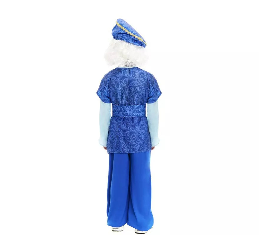 Translation missing: de.Disfraz de Paje Rey Melchor azul con gorro para niño
