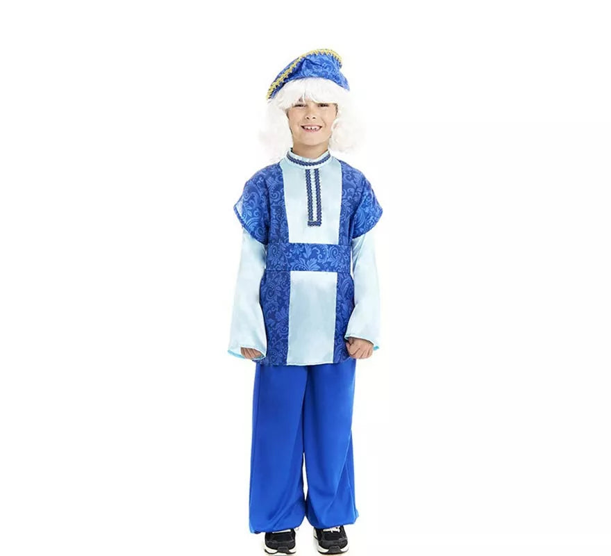 Translation missing: de.Disfraz de Paje Rey Melchor azul con gorro para niño