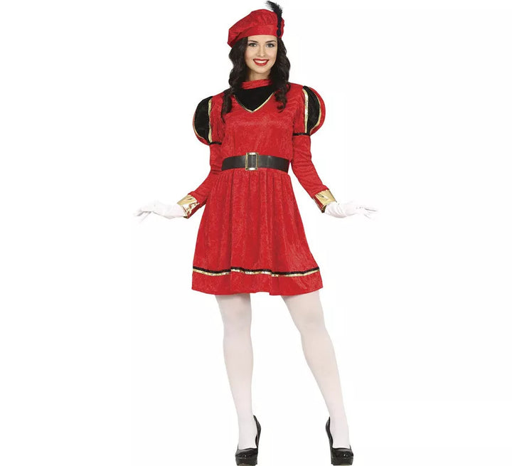 Disfraz de Paje Rojo Elegante para mujer