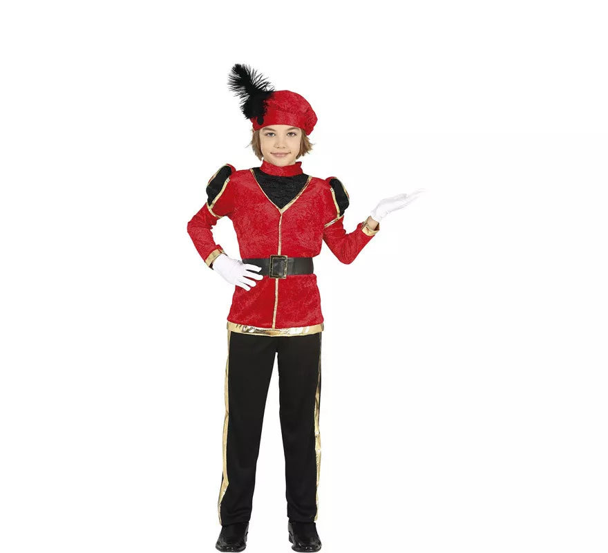 Translation missing: de.Disfraz de Paje Rojo Elegante para niño