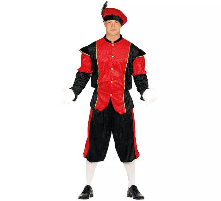 Translation missing: de.Disfraz de Paje Rojo y Negro para hombre