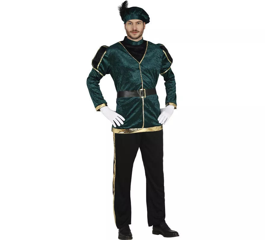 Translation missing: de.Disfraz de Paje Verde Elegante para hombre