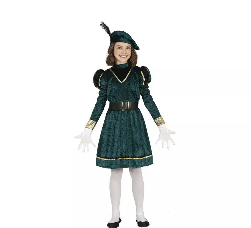 Translation missing: de.Disfraz de Paje Verde Elegante para niña