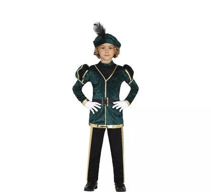 Disfraz de Paje Verde Elegante para niño