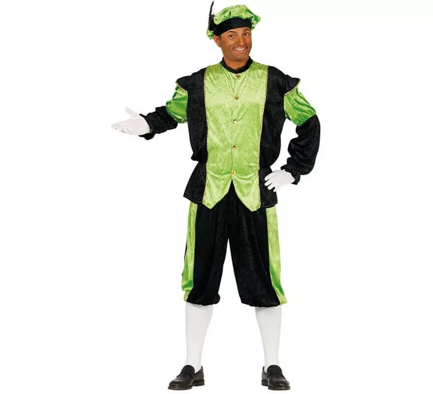 Translation missing: de.Disfraz de Paje Verde y Negro para hombre