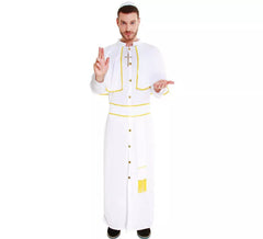 Weiß-goldenes Papst-Kostüm für Herren