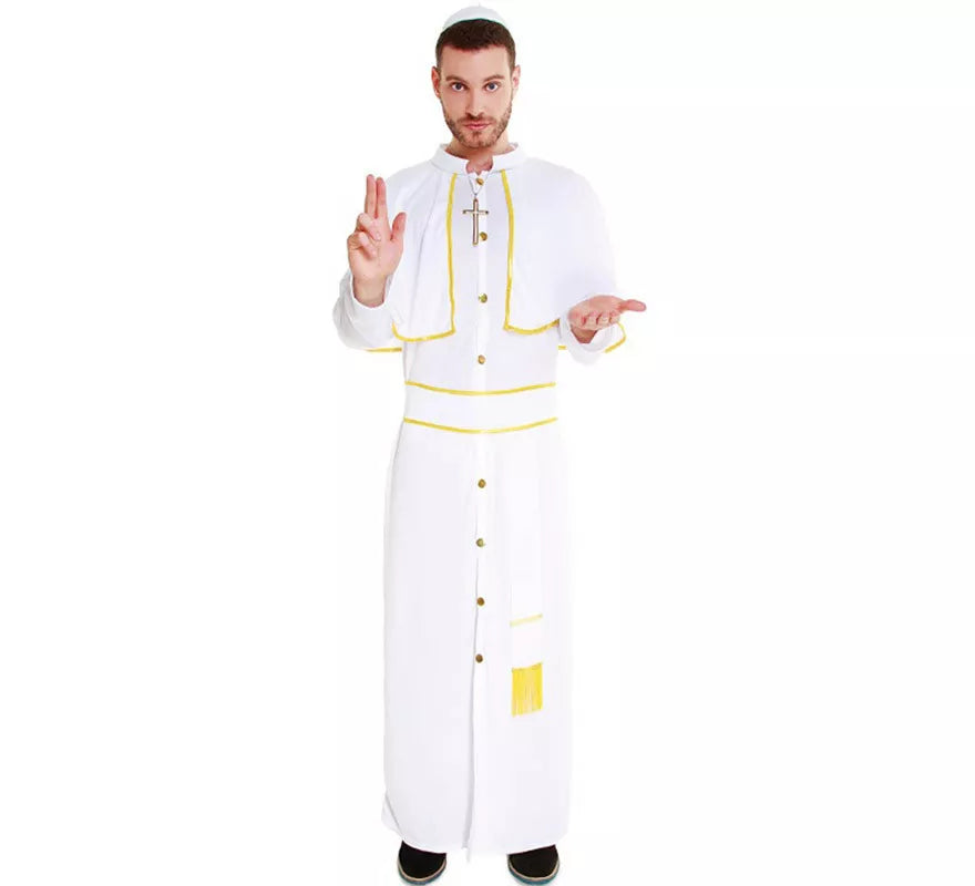 Translation missing: de.Disfraz de Papa Blanco y Dorado para hombre