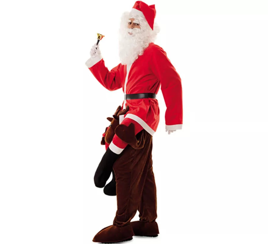 Translation missing: de.Disfraz de Papá Noel a hombros de Reno para adultos