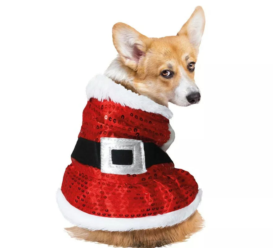 Translation missing: de.Disfraz de Papá Noel con lentejuelas para perro