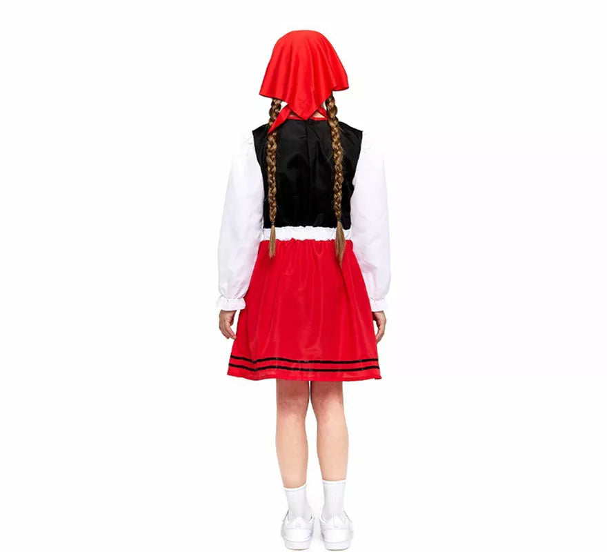 Translation missing: de.Disfraz de Pastorcilla Aldeana roja para niña