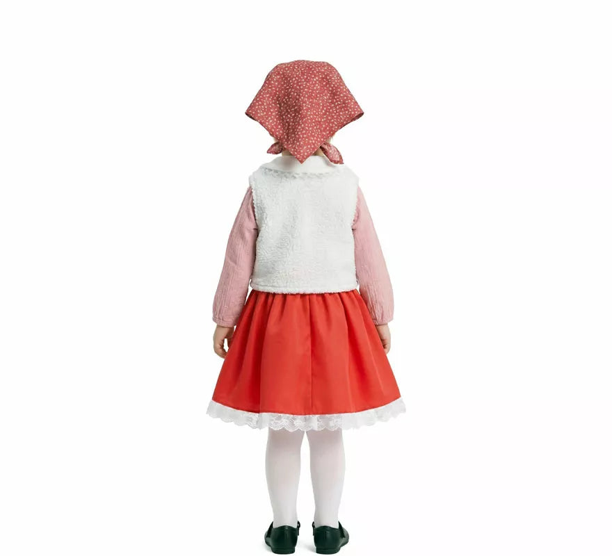Disfraz de Pastorcita con Pañuelo rojo para niña