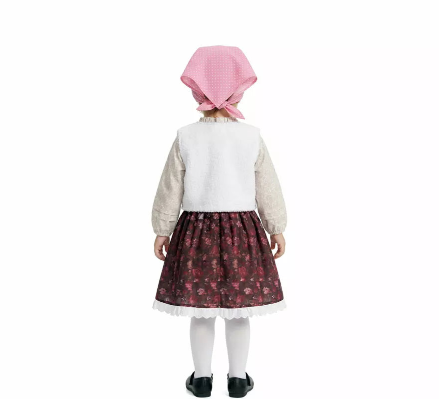 Translation missing: de.Disfraz de Pastorcita con Pañuelo rosa para niña