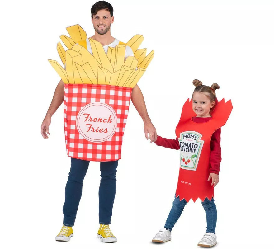 Translation missing: de.Disfraz de Patatas Fritas y Ketchup para adulto y niños