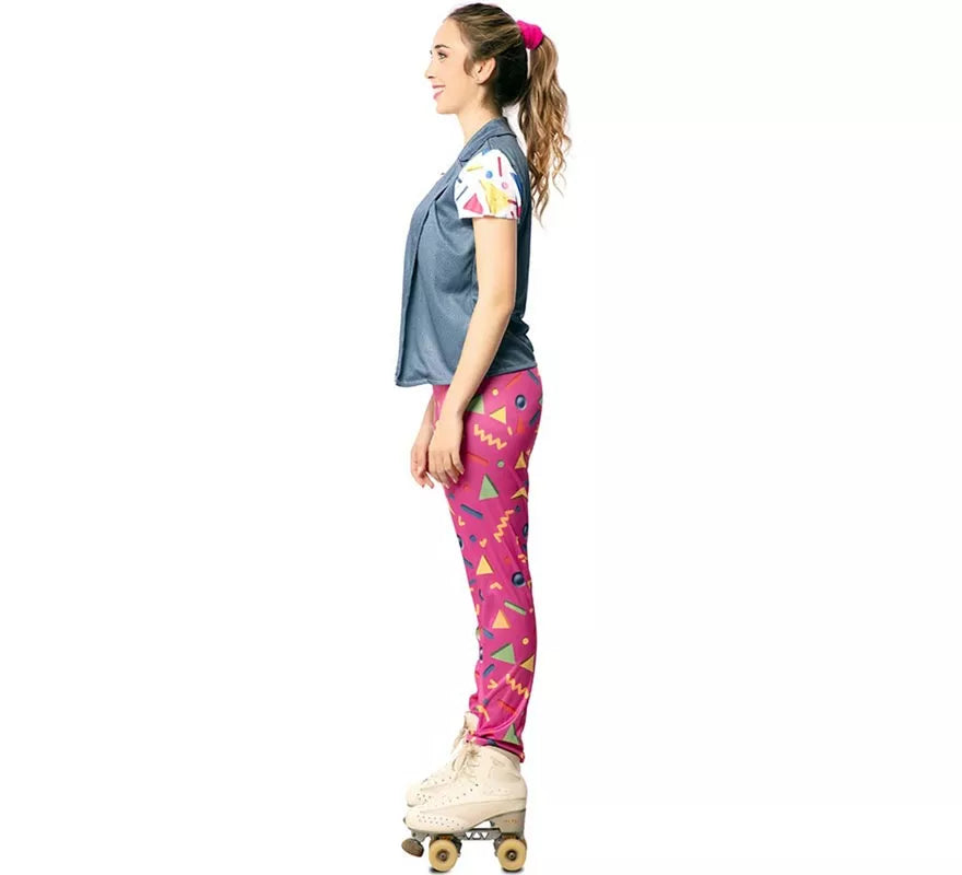Disfraz de Patinadora de los años 90 con chaleco para mujer