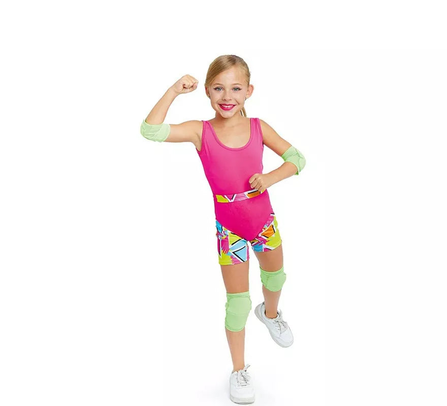 Translation missing: de.Disfraz de Patinadora Roller rosa años 70 para niña
