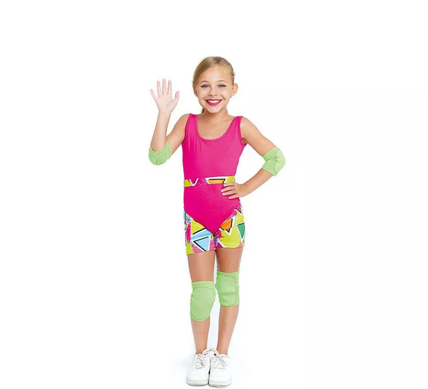 Translation missing: de.Disfraz de Patinadora Roller rosa años 70 para niña