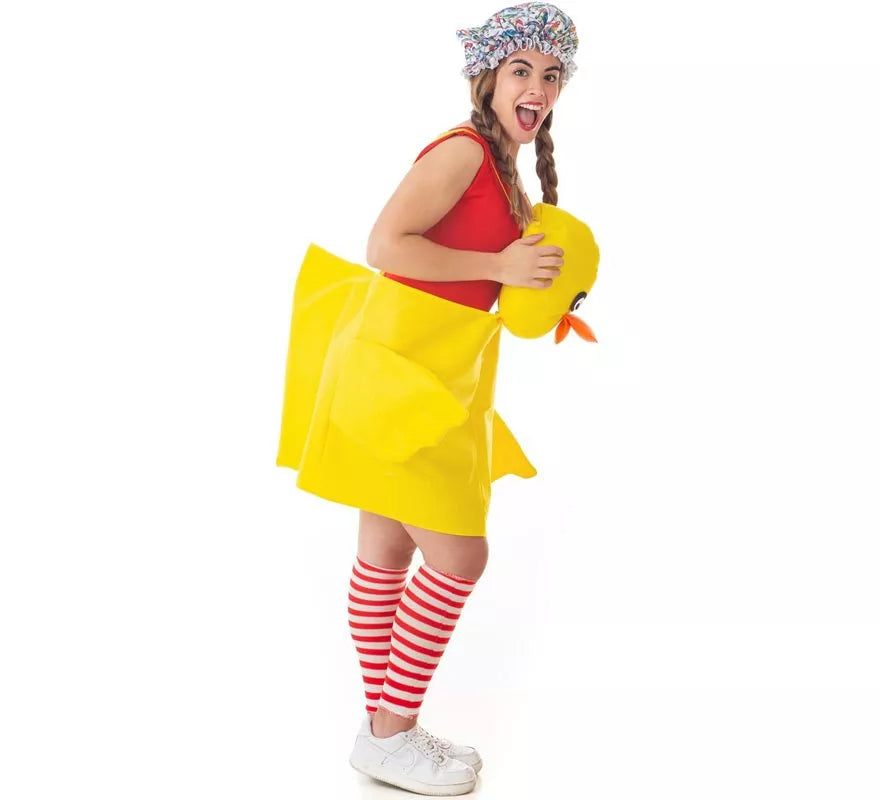 Translation missing: de.Disfraz de Patito amarillo con tirantes para adulto