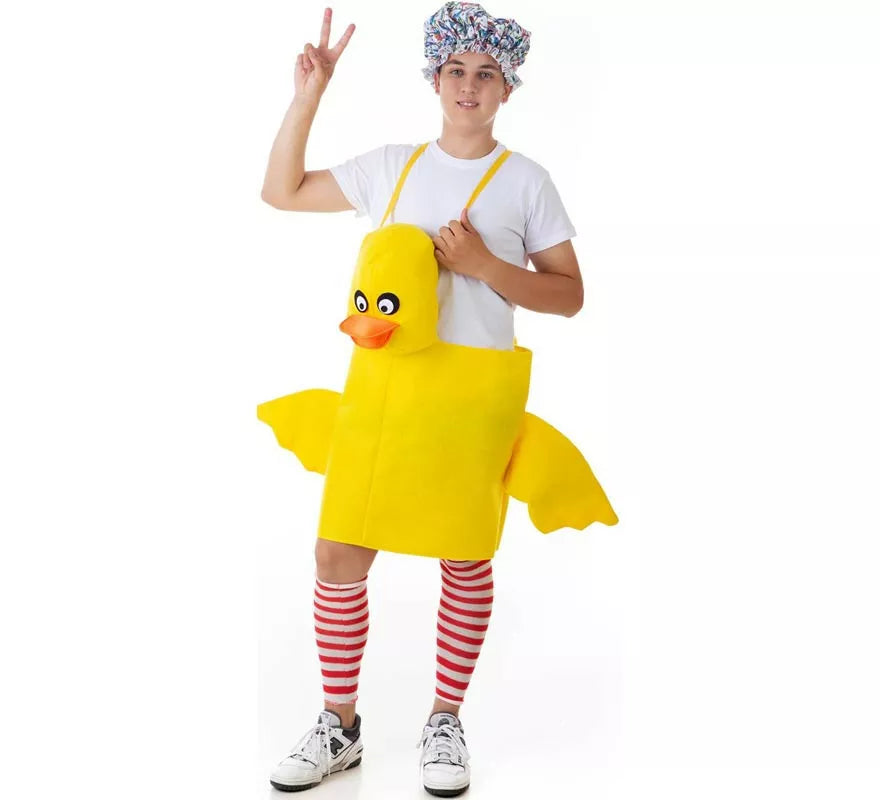Translation missing: de.Disfraz de Patito amarillo con tirantes para adulto