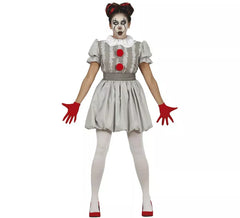 Dämonisches weißes Clown Kostüm für Damen