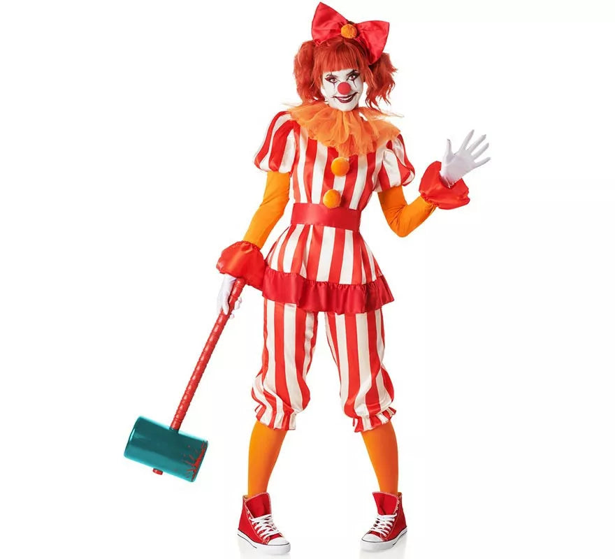 Translation missing: de.Disfraz de Payasa de Circo rojo y blanco para mujer