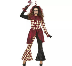 Kariertes Horror Clown Kostüm für Damen