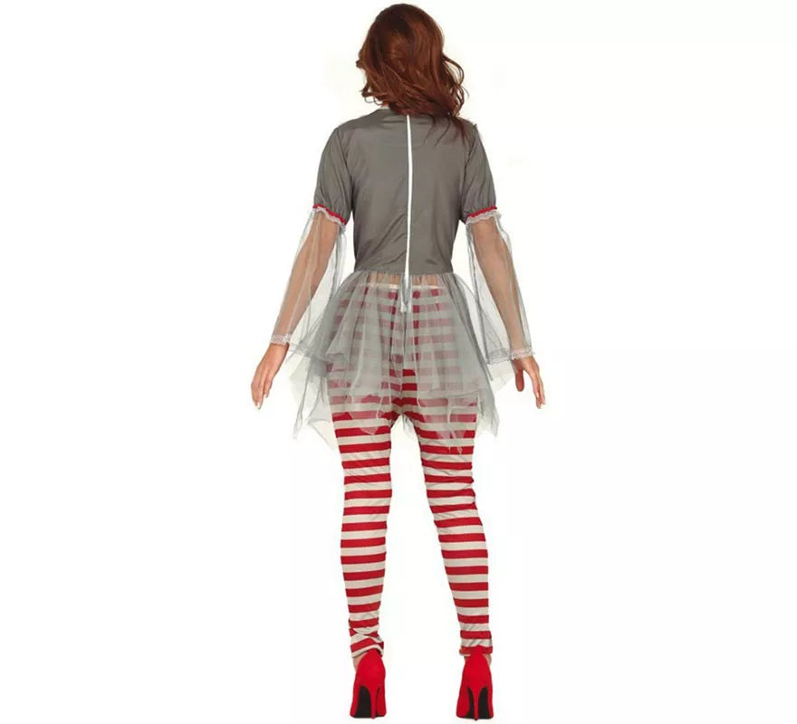 Translation missing: de.Disfraz de Payasa del Miedo Gris para mujer