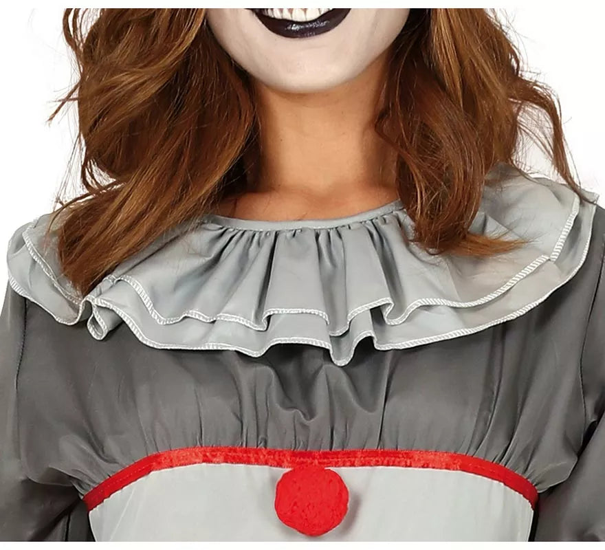 Disfraz de Payasa del Miedo Gris para mujer