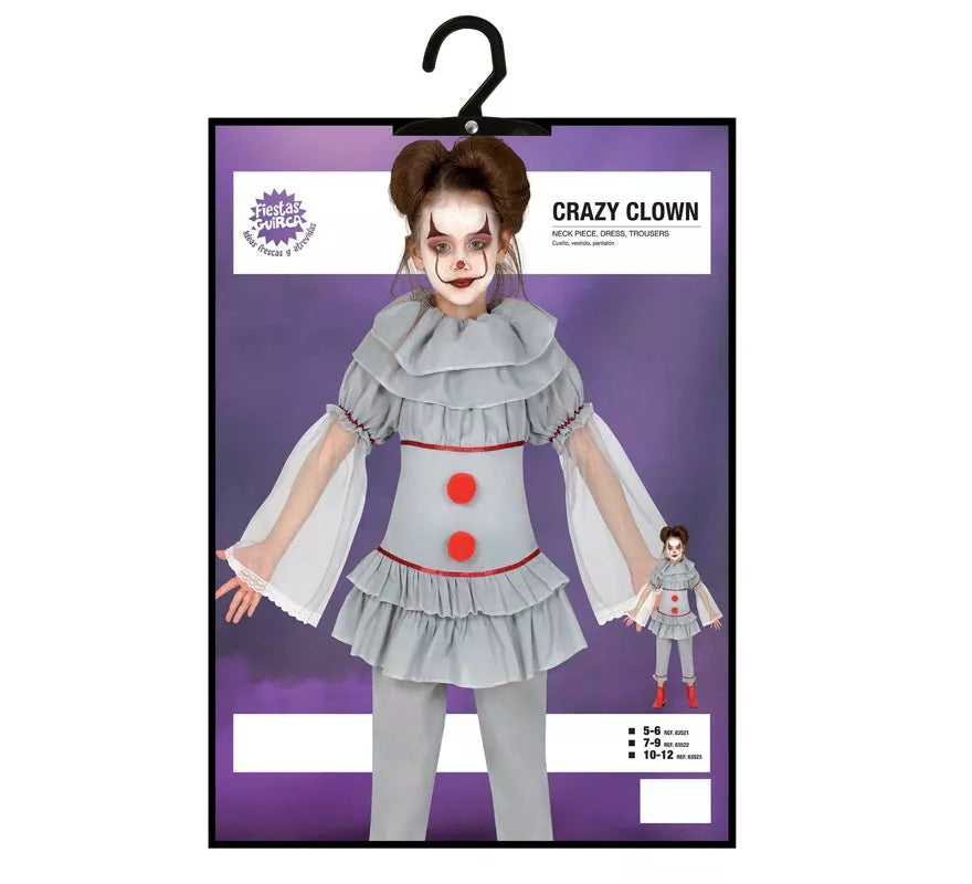 Translation missing: de.Disfraz de Payasa del Miedo Gris para niña
