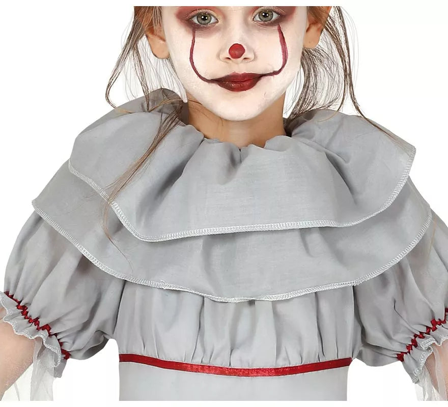 Translation missing: de.Disfraz de Payasa del Miedo Gris para niña