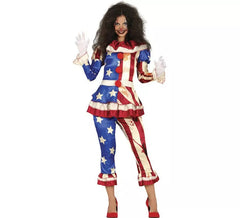 Blutiger Patriot-Clown-Kostüm für Damen