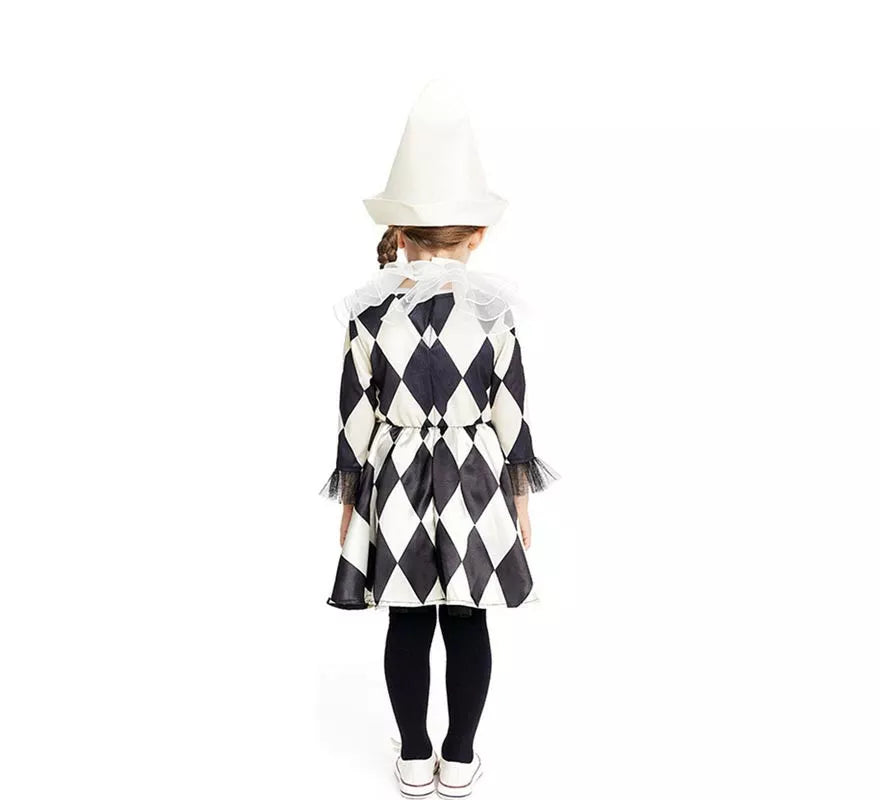 Translation missing: de.Disfraz de Payasa Pierrot rombos con sombrero para bebé y niña
