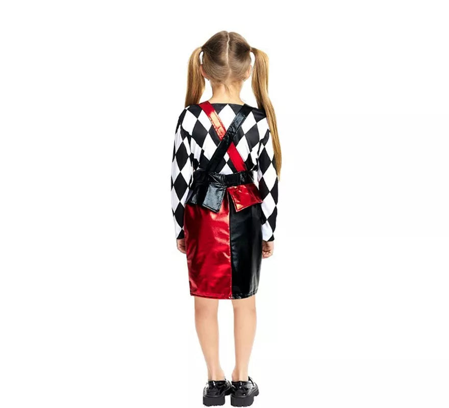 Translation missing: de.Disfraz de Payasa Rombos negro y rojo para niña y adolescente