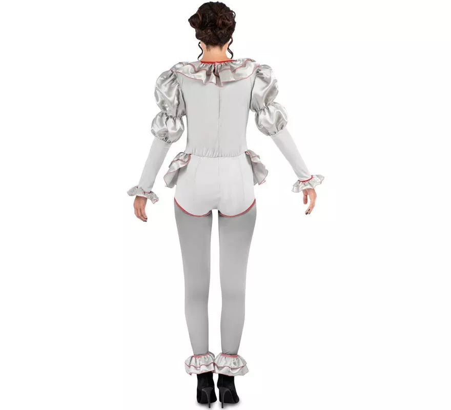 Translation missing: de.Disfraz de Payasa Siniestra gris y rojo para mujer