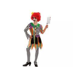Finsterer Mehrfarbenclown Kostüm für Mädchen