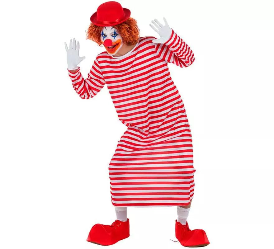 Translation missing: de.Disfraz de Payaso a Rayas con Bombín para hombre