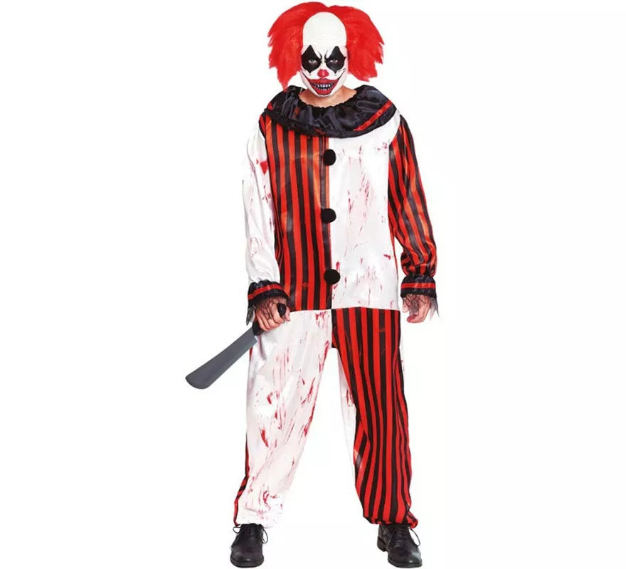 Translation missing: de.Disfraz de Payaso a Rayas con Sangre para hombre