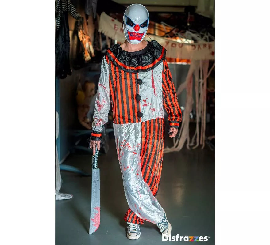 Translation missing: de.Disfraz de Payaso a Rayas con Sangre para hombre